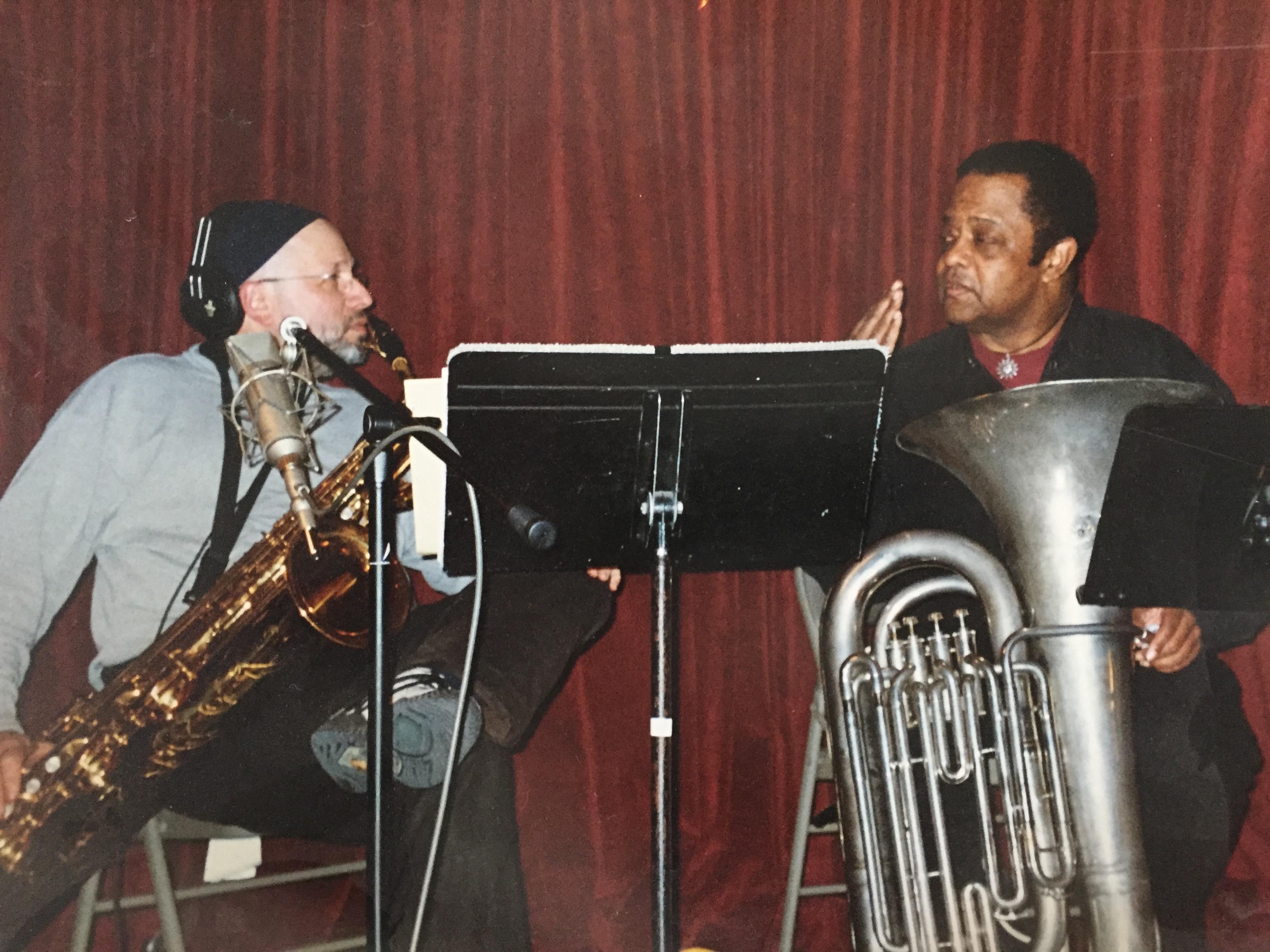 Steve Elson recording with Howard Johnson